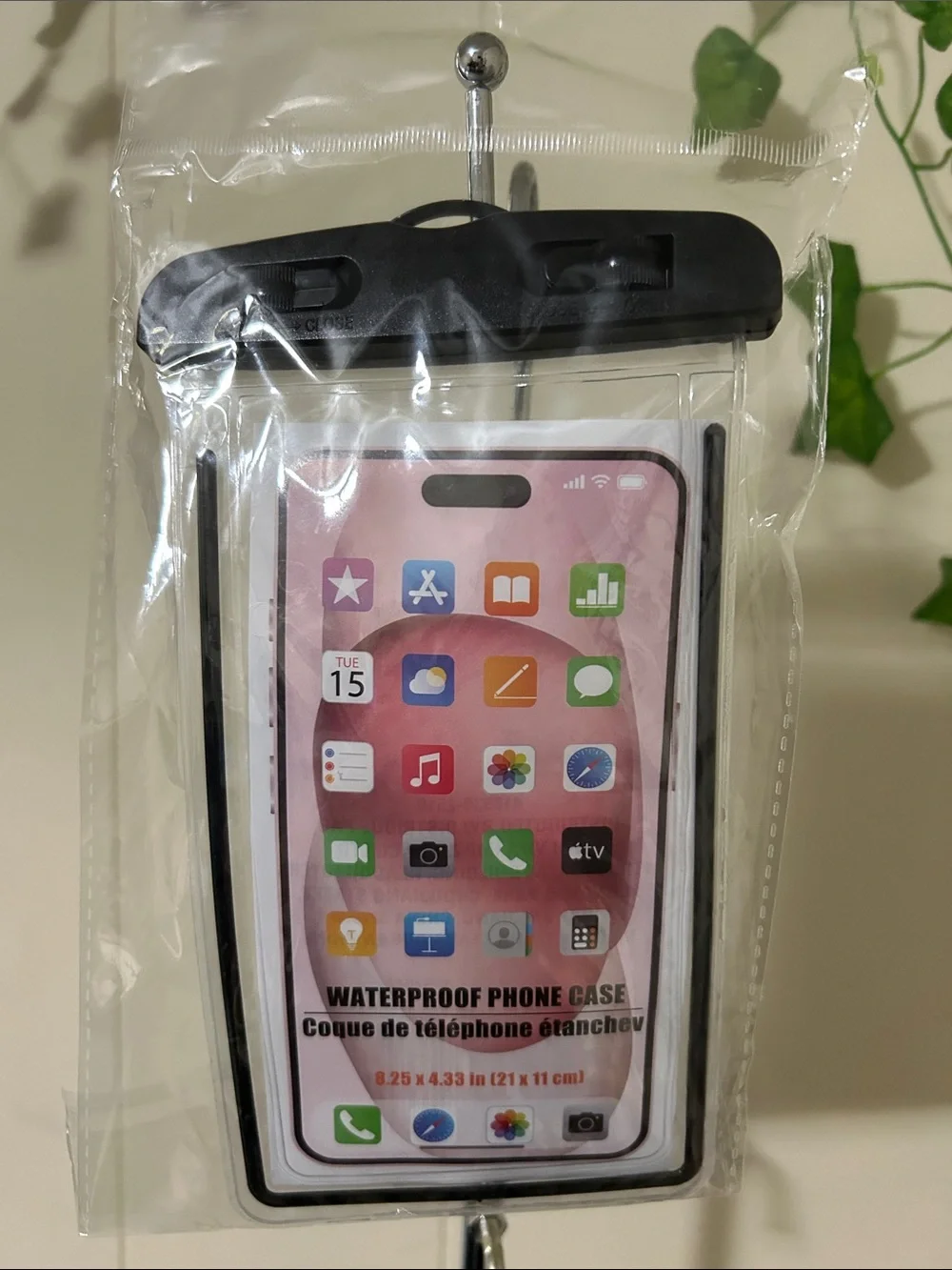 Waterproof Phone Holder in Black or Pink Waterproof Phone Pouch - Clear Front